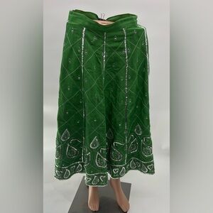 WD-NY Green Sequin Indian Skirt Size 12